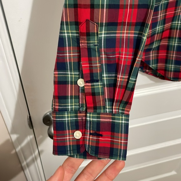 Polo Ralph Lauren Button Up Boys L (14-16) Red Green Plaid Cotton Long Sleeve - Picture 5 of 11